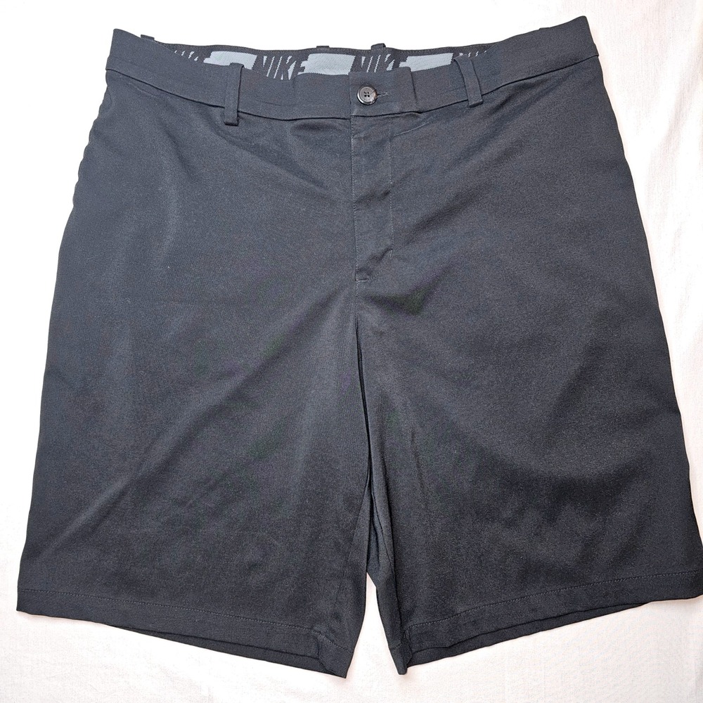 Nike Golf Shorts Mens Black Flat Front Lightweight Athletic Activewear